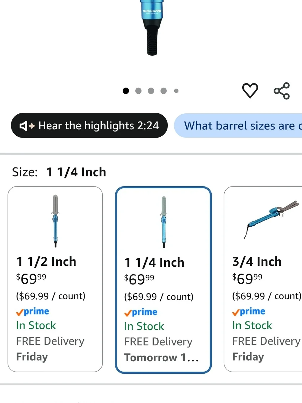 BaBylissPRO Blue Nano Titanium Spring Curling Iron